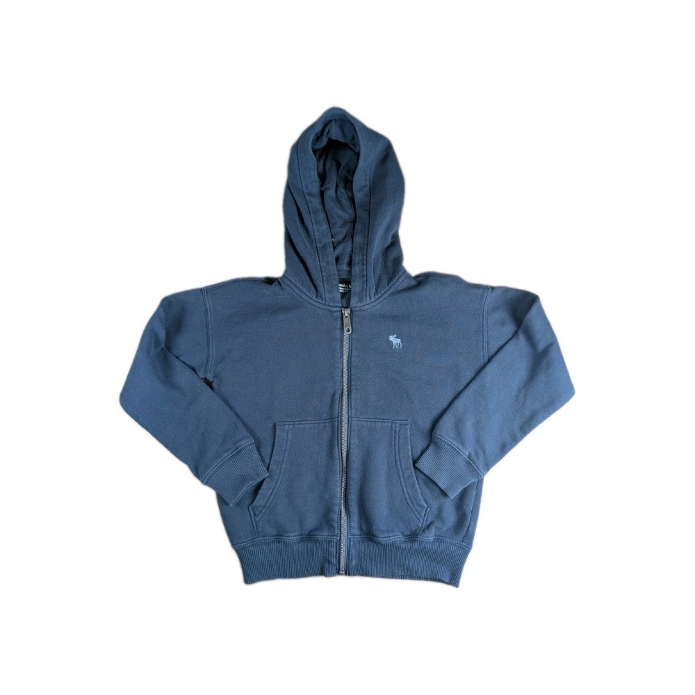 Abercrombie Kids Zip Up Hoodie Navy Blue Relaxed Fit Fleece Full Zip Size 7/8